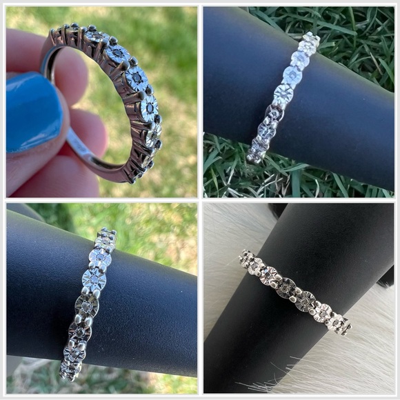 Vintage Diamond Ring Size 7 Half Infinity Starburst MP Sterling Silver 925 - Picture 8 of 12